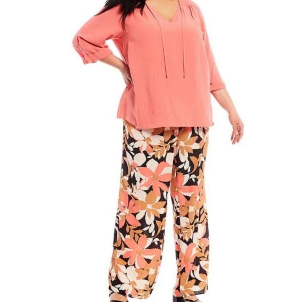 Wide Leg Pants 2x  Floral Calvin Klein Plus size
